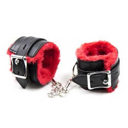 red black plush wrist ankle cuffs