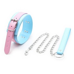 blue and pink neck collar